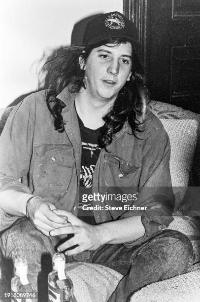 View of American Rock musician Bobby Sheehan , of the band Blues Traveler, in his Brooklyn home, New York, New York, March 1, 1990.