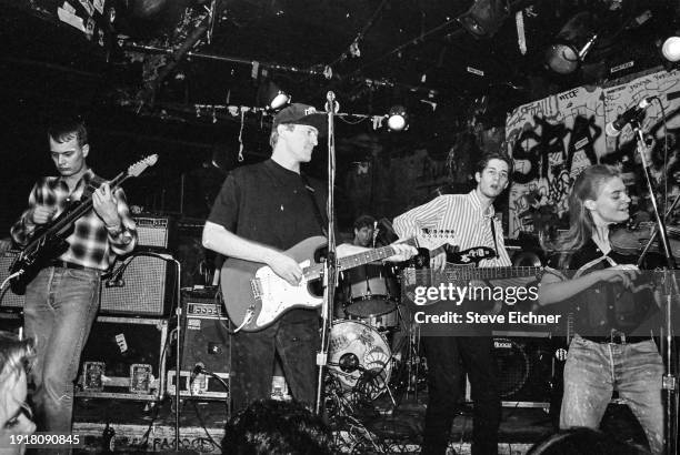 Members of the American Alternative Rock band Camper Van Beethoven perform at CBGB, New York, New York, February 6, 1990. Pictured are, from left,...