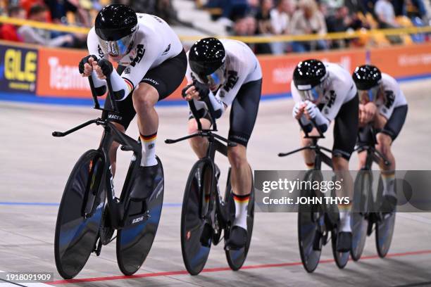 Germany's cyclists including, Germany's Tobias Buck-Gramcko, Germany's Felix Gross, Germany's Nicolas Heinrich and Germany's Tim Torn Teutenberg,...
