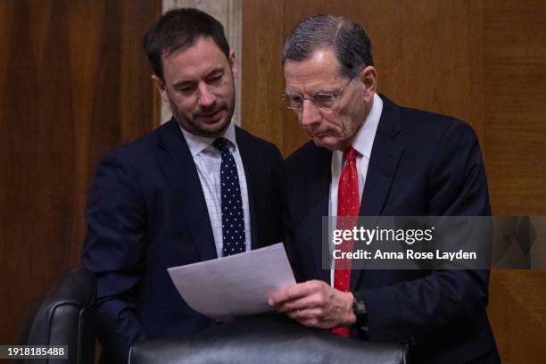 Sen. John Barrasso , Ranking Member of the Senate Energy and Natural Resources Committee, arrives for a hearing on Federal Electric Vehicle...