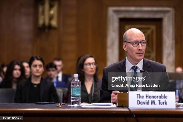 David M. Turk, Deputy Secretary of the U.S. Department of Energy, testifies during a Senate Energy and Natural Resources Committee hearing on Federal...