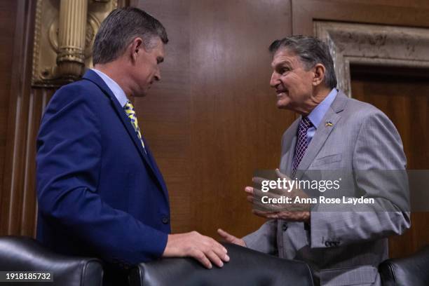 Sen. Joe Manchin , Chairman of the Senate Energy and Natural Resources Committee, and Sen. Martin Heinrich speak prior to a hearing on Federal...