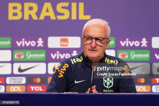 Newly appointed coach of Brazil national team Dorival Junior speaks during a press conference on January 11, 2024 in Rio de Janeiro, Brazil.