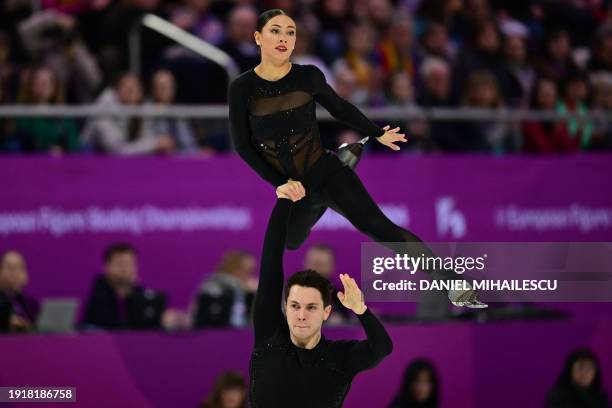 Britain's Anastasia Vaipan-Law and Luke Digby perform during the pairs' free skating program of the ISU European Figure Skating Championships 2024 in...