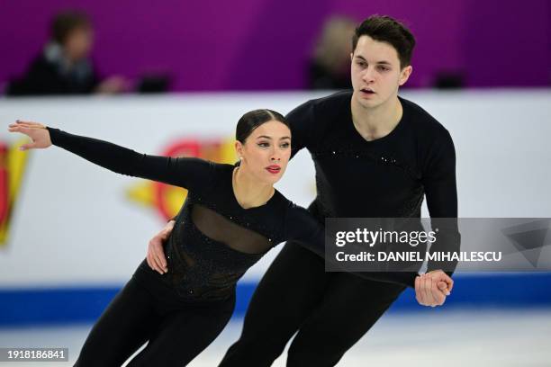 Britain's Anastasia Vaipan-Law and Luke Digby perform during the pairs' free skating program of the ISU European Figure Skating Championships 2024 in...