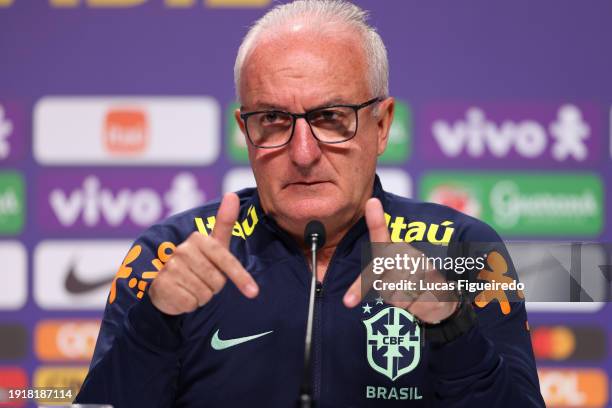 Newly appointed coach of Brazil national team Dorival Junior speaks during a press conference on January 11, 2024 in Rio de Janeiro, Brazil.