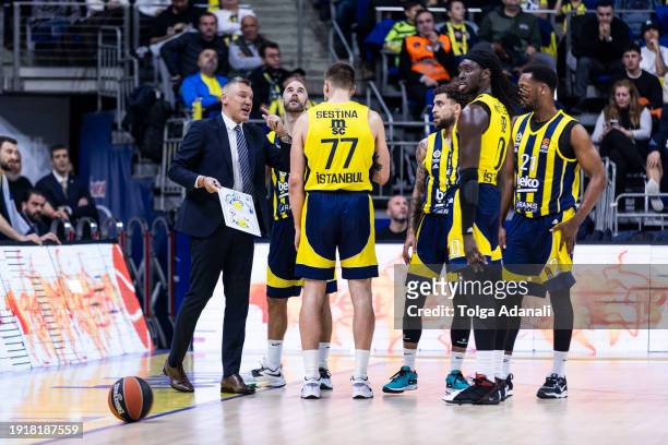 Sarunas Jasikevicius, Head Coach of Fenerbahce Beko Istanbul in action during the Turkish Airlines EuroLeague Regular Season Round 21 match between...