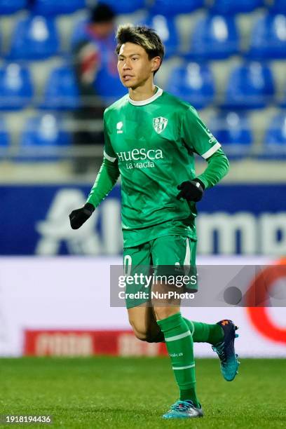 Kento Hashimoto Defensive Midfield of SD Huesca and Japan during the Copa Del Rey match between SD Huesca and Rayo Vallecano at Estadio El Alcoraz on...