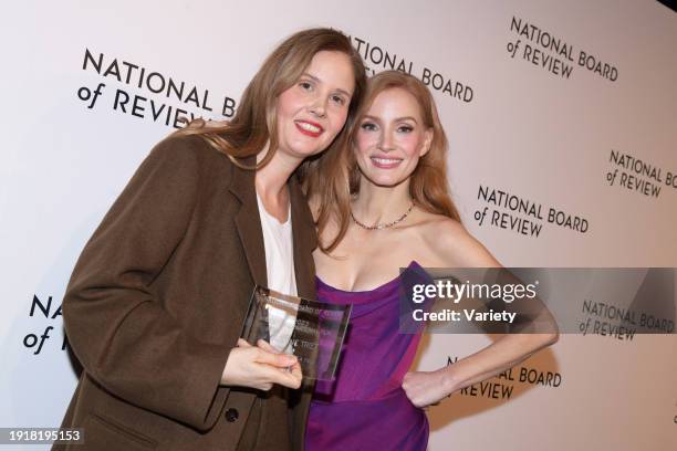 Justine Triet and Jessica Chastain at The National Board of Review Awards Gala held at Cipriani 42nd St on January 11, 2024 in New York, New York.
