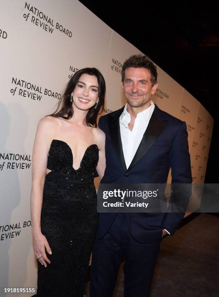 Anne Hathaway and Bradley Cooper at The National Board of Review Awards Gala held at Cipriani 42nd St on January 11, 2024 in New York, New York.