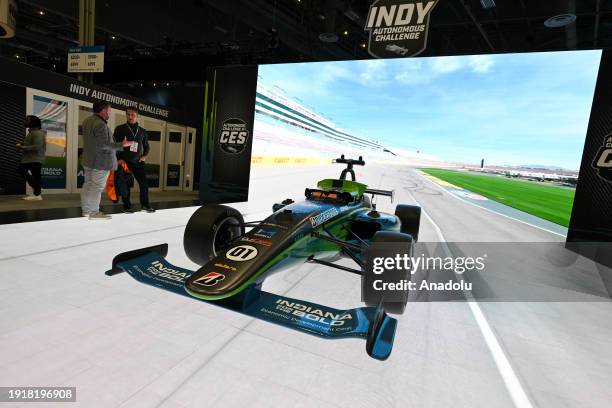 View of a F1 Racing Car by INDY Autonomous Challenge at CES 2024, the world's largest annual consumer technology trade on January 10, 2024 at the Las...