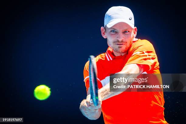 Belgian David Goffin pictured in action during a men's qualifying singles third and last round game between Belgian Goffin and Canadian Diallo, at...