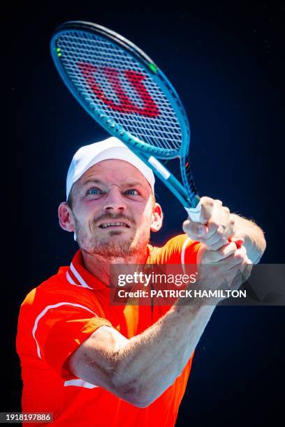 Belgian David Goffin pictured in action during a men's qualifying singles third and last round game between Belgian Goffin and Canadian Diallo, at...