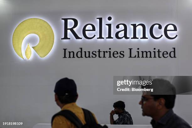 Signage for Reliance Industries Ltd. During the Vibrant Gujarat Global Summit in Gandhinagar, Gujarat, India, on Thursday, Jan. 11, 2024. The summit...
