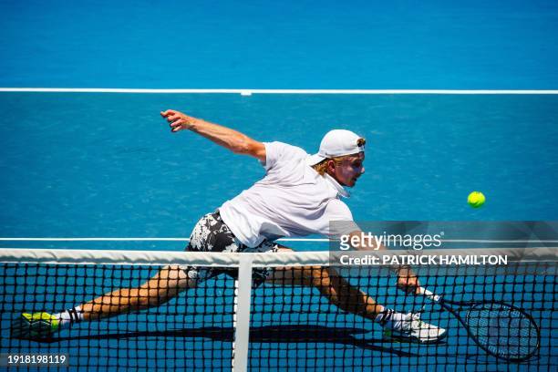 Australian Dane Sweeny pictured during a men's qualifying singles third and final round game between Belgian Bergs and Australian Sweeny, at the...