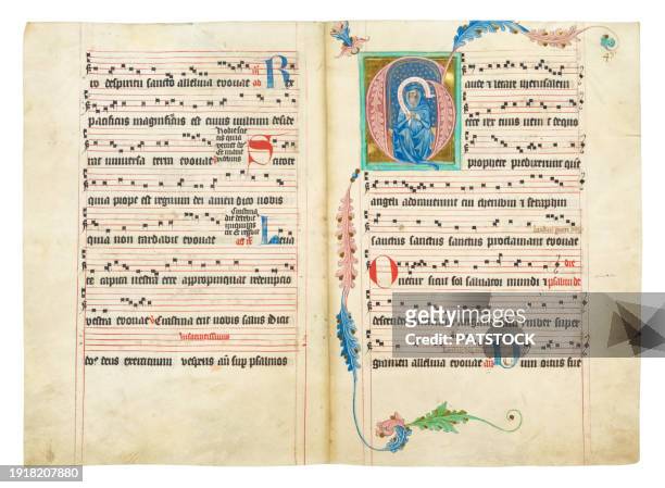 antiphonary liturgical book - circa 14th century 個照片及圖片檔