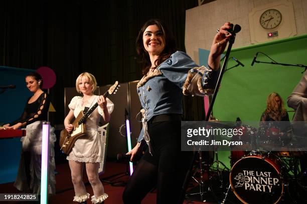 Aurora Nishevci, Emily Roberts and Abigail Morris of The Last Dinner Party perform at BBC Radio 1's Sound of 2024 LIVE at BBC Maida Vale Studios on...