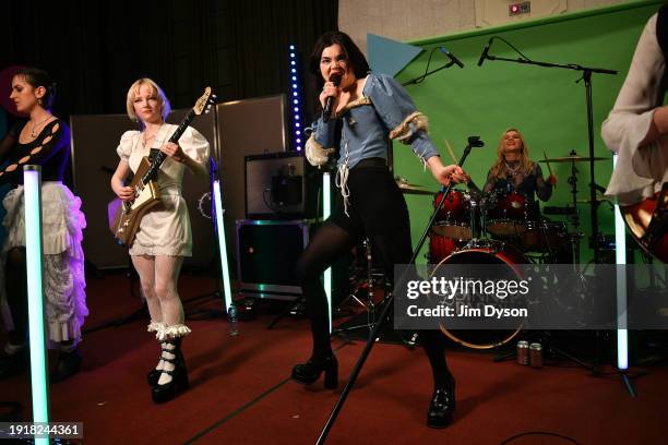 Emily Roberts and Abigail Morris of The Last Dinner Party perform at BBC Radio 1's Sound of 2024 LIVE at BBC Maida Vale Studios on January 08, 2024...