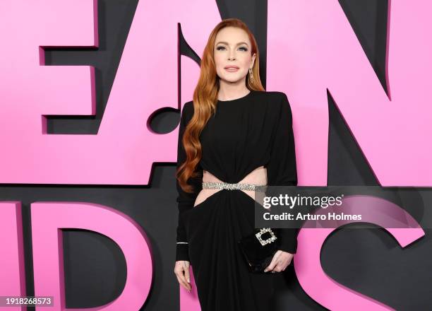 Lindsay Lohan attends the "Mean Girls" premiere at AMC Lincoln Square Theater on January 08, 2024 in New York City.