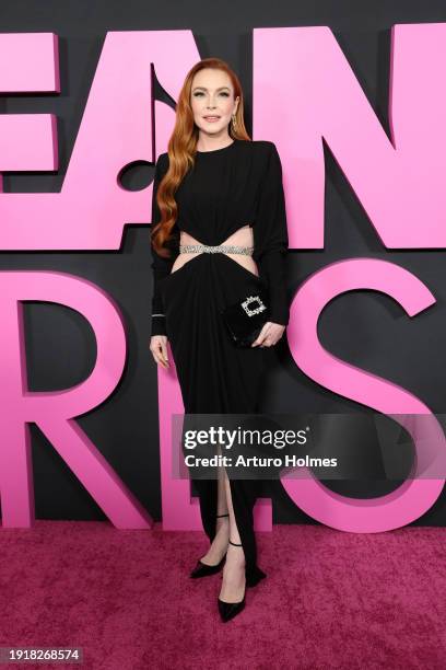 Lindsay Lohan attends the "Mean Girls" premiere at AMC Lincoln Square Theater on January 08, 2024 in New York City.