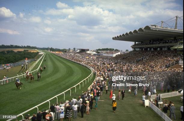 General view of the course and stands during Glorious Goodwood at Goodwood racecourse in West Sussex, England. \ Mandatory Credit: Simon...