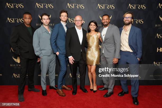 Jessie Usher, Chace Crawford, Jack Quaid, Eric Kripke, Claudia Doumit, Laz Alonso and Antony Starr attend the 2024 Astra TV Awards at Millennium...