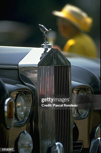 View of "The Spirit of Ecstasy" figurine on the bonnet of a Rolls Royce during Royal Ascot at Ascot racecourse in Berkshire, England. \ Mandatory...