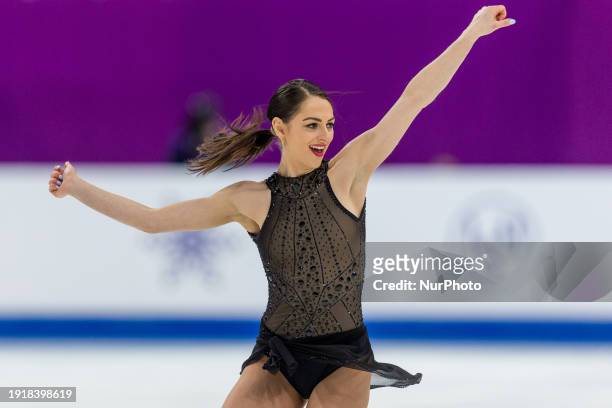 Julia Sauter is performing in the women's short program at the European Figure Skating Championships in Kaunas, Lithuania, on January 11, 2024.