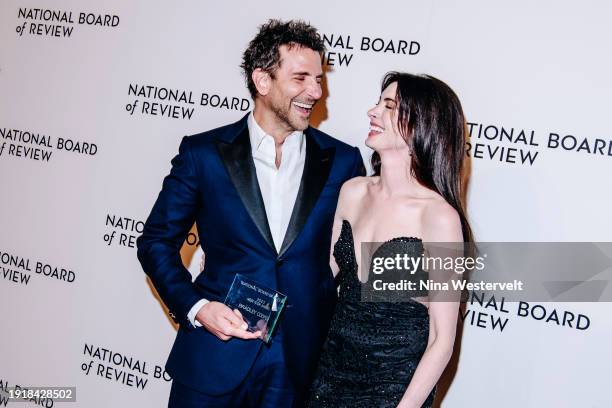 Bradley Cooper and Anne Hathaway at The National Board of Review Awards Gala held at Cipriani 42nd St on January 11, 2024 in New York, New York.
