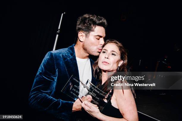 Zac Efron and Maura Tierney at The National Board of Review Awards Gala held at Cipriani 42nd St on January 11, 2024 in New York, New York.
