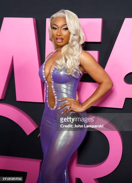 Megan Thee Stallion attends the "Mean Girls" New York premiere at AMC Lincoln Square Theater on January 08, 2024 in New York City.
