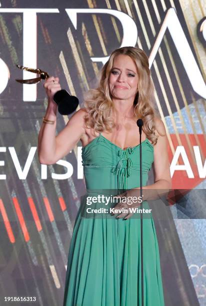 Jeri Ryan accepts the Best Supporting Actress in a Streaming Series, Drama award for "Star Trek: Picard" onstage during the 2024 Astra TV Awards at...