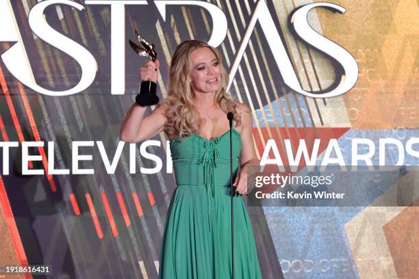 Jeri Ryan accepts the Best Supporting Actress in a Streaming Series, Drama award for "Star Trek: Picard" onstage during the 2024 Astra TV Awards at...