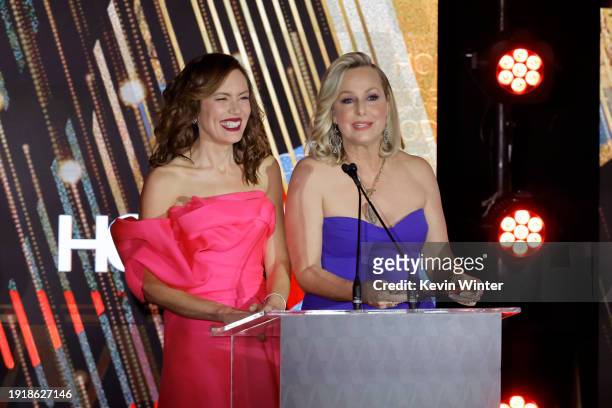 Emily Swallow and Melora Hardin speak onstage during the 2024 Astra TV Awards at Millennium Biltmore Hotel Los Angeles on January 08, 2024 in Los...