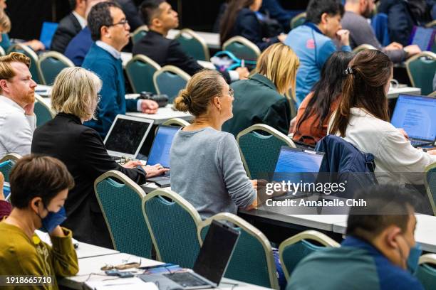 The foreign journalists at an international press conference help by Democratic Progressive Party on January 09, 2024 in Taipei, Taiwan. Lai...