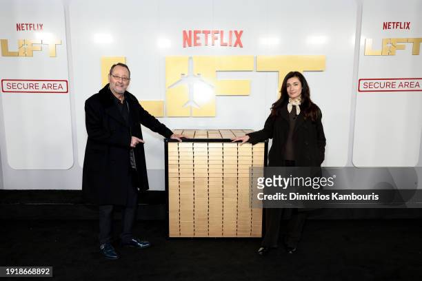 Jean Reno and Zofia Reno attend Netflix's LIFT Premiere Event at Jazz at Lincoln Center in New York City on January 08, 2024 in New York City.