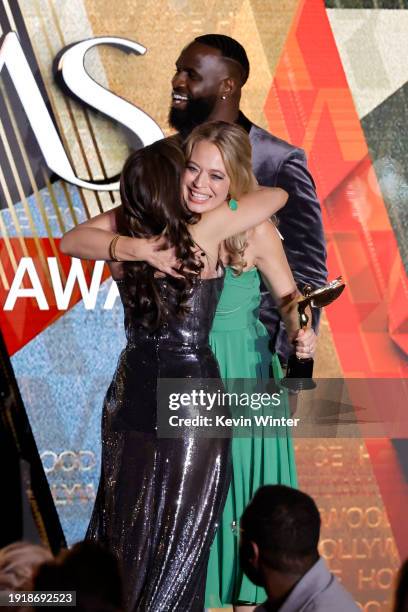 Jeri Ryan accepts the Best Supporting Actress in a Streaming Series, Drama award for "Star Trek: Picard" from Terrence Terrell onstage during the...