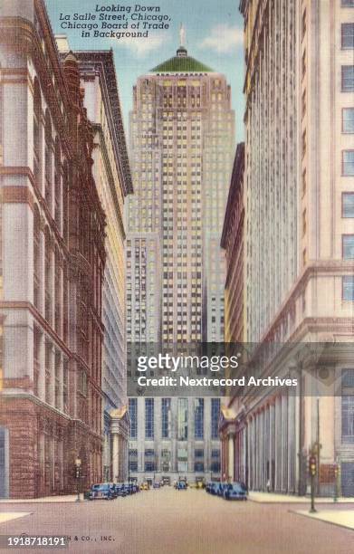 Vintage colorized historic souvenir photo postcard published in 1937 as part of a series titled, 'Greater Chicago,' depicting a view of the stately...