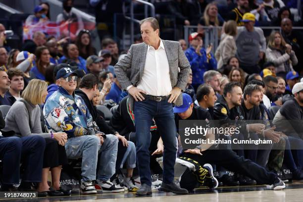 Golden State Warriors owner Joe Lacob looks on during the game between the Golden State Warriors and the Toronto Raptors at Chase Center on January...