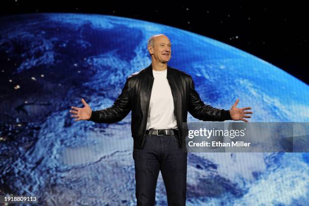 Siemens CEO Dr. Roland Busch delivers a keynote address during CES 2024 at The Venetian Resort Las Vegas on January 8, 2024 in Las Vegas, Nevada....