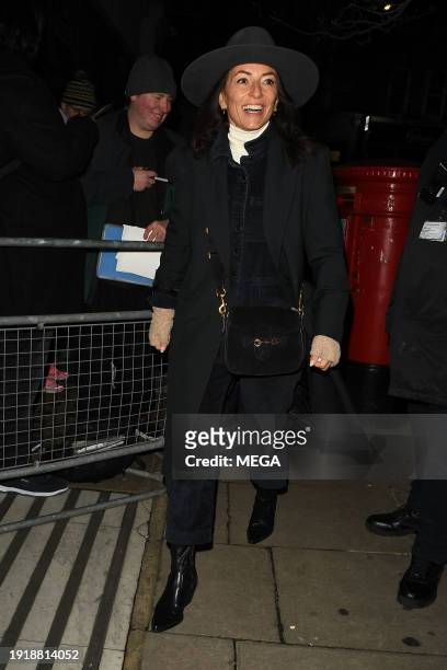 Davina McCall is seen arriving at BBC Radio 2 Studios on January 12, 2024 in London, United Kingdom.
