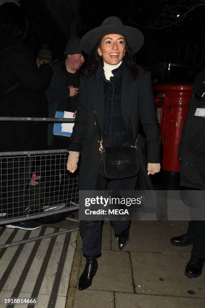 Davina McCall is seen arriving at BBC Radio 2 Studios on January 12, 2024 in London, United Kingdom.