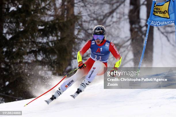 Lara Gut-behrami of Team Switzerland takes 3rd place during the Audi FIS Alpine Ski World Cup Women's Super G on January 12, 2024 in Zauchensee...