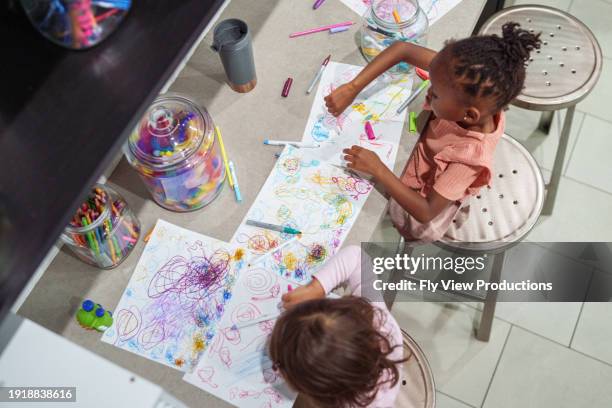 Preschool Age Girls Coloring High-Res Stock Photo