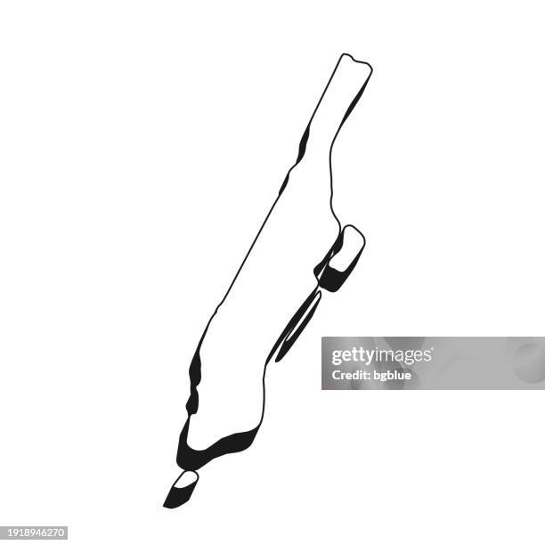 manhattan map with black outline and shadow on white background - manhattan map stock illustrations