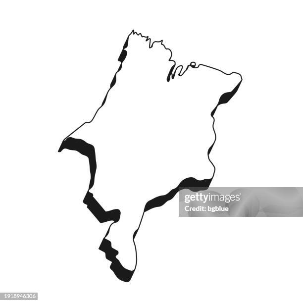 ilustrações, clipart, desenhos animados e ícones de mapa do maranhão com contorno preto e sombra no fundo branco - estado do maranhão