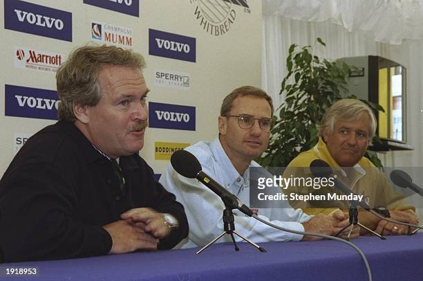 Whitbread 60 boat designers, Rolf Vrolijk, Bruce Farr and Alan Andrews at the designers press conference before the Whitbread Round the World Race...