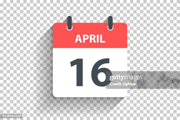 stockillustraties, clipart, cartoons en iconen met april 16 - daily calendar icon in flat design style on blank background - number 16