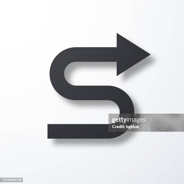 zig zag direction arrow. icon with shadow on white background - s arrow stock illustrations
