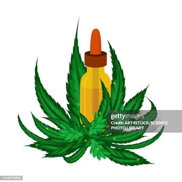 cbd oil, conceptual illustration - pipette stock illustrations